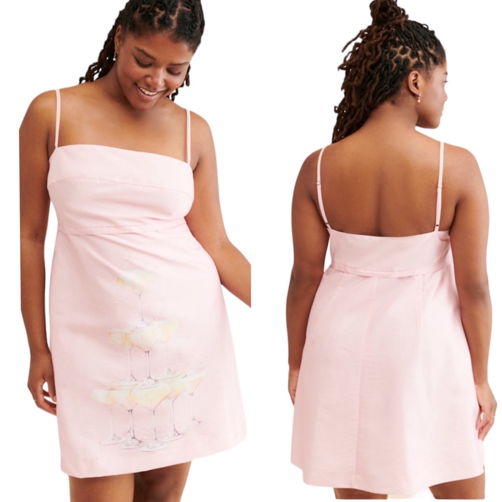 Rachel Antonoff Pink Champagne Tower Gwen A-Line Shift Mini Dress 14